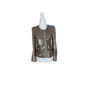 IRO Yulli Silver Sequin Moto Jacket 2